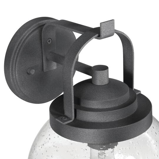Hello Honey® Bertram Distressed Zinc Industrial Lantern Seedy Glass Globe & Metal Wall Mounted Outdoor Light